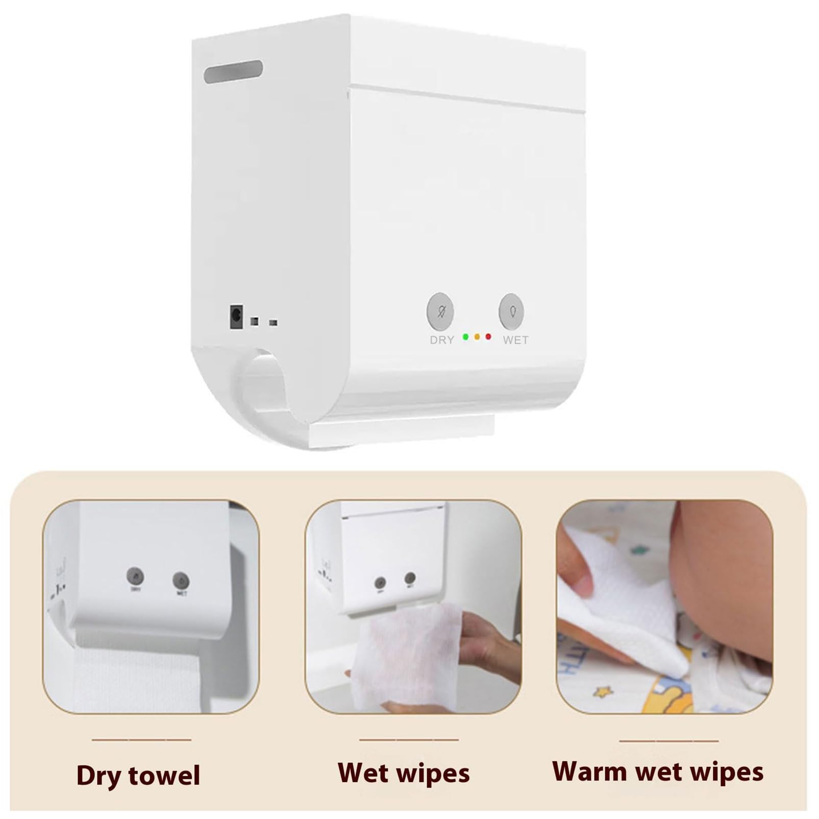 Chauffe-lingettes rechargeable, distributeur de serviettes chauffantes, chauffage silencieux, température réglable, montage mural, pour chambre de bébé, cuisine, bureau