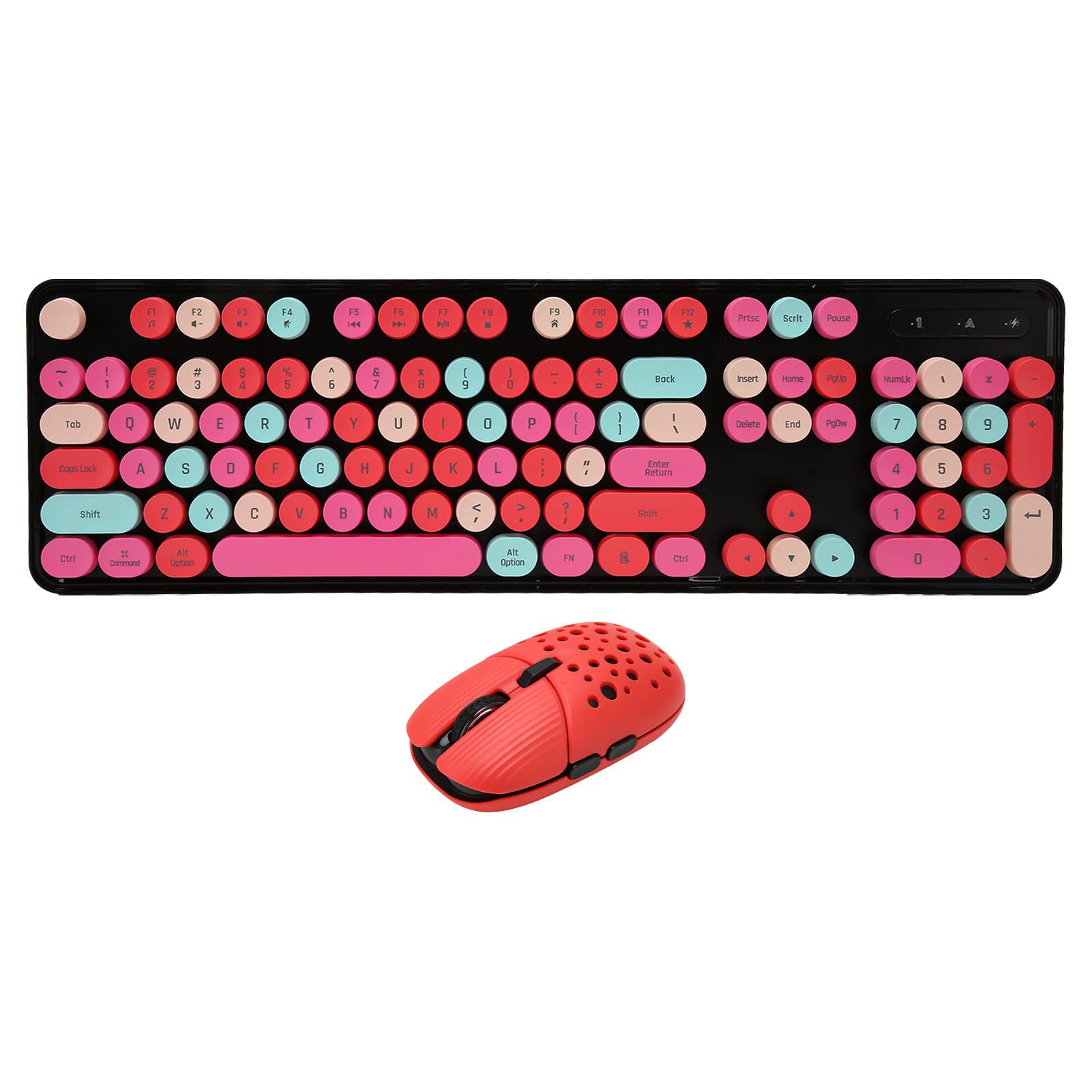 Combinazione tastiera e mouse da gioco wireless, modalità wireless 2.4G Attrezzatura da gioco facile da usare Punk retrò con 3 DPI regolabili per laptop, desktop (Colore misto rosso)