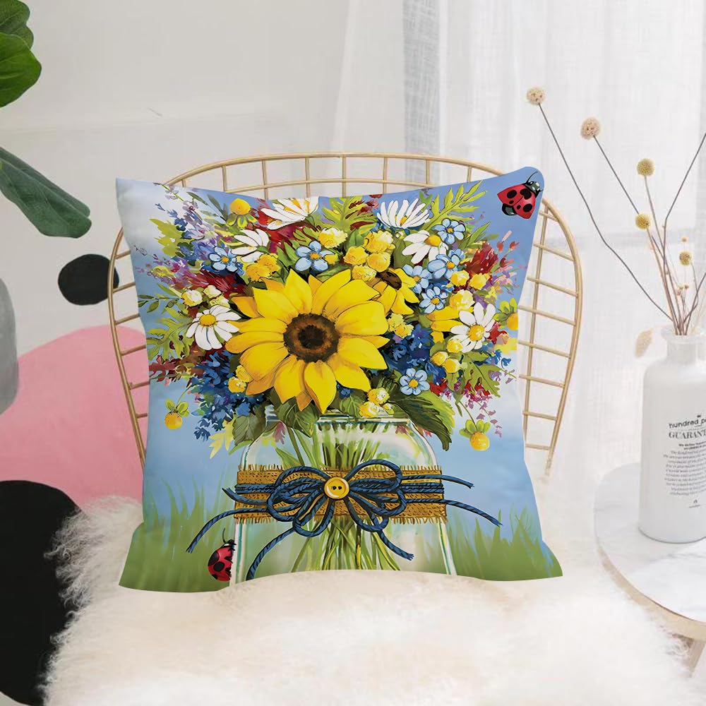 HYOSXW Cushion Cover,Throw Pillow Case Home Decorative for Living Room Bedroom Sofa Chair 16X16 Inch,Diamond Painting Sunflower Decor,Pillowcase 40X40cm
