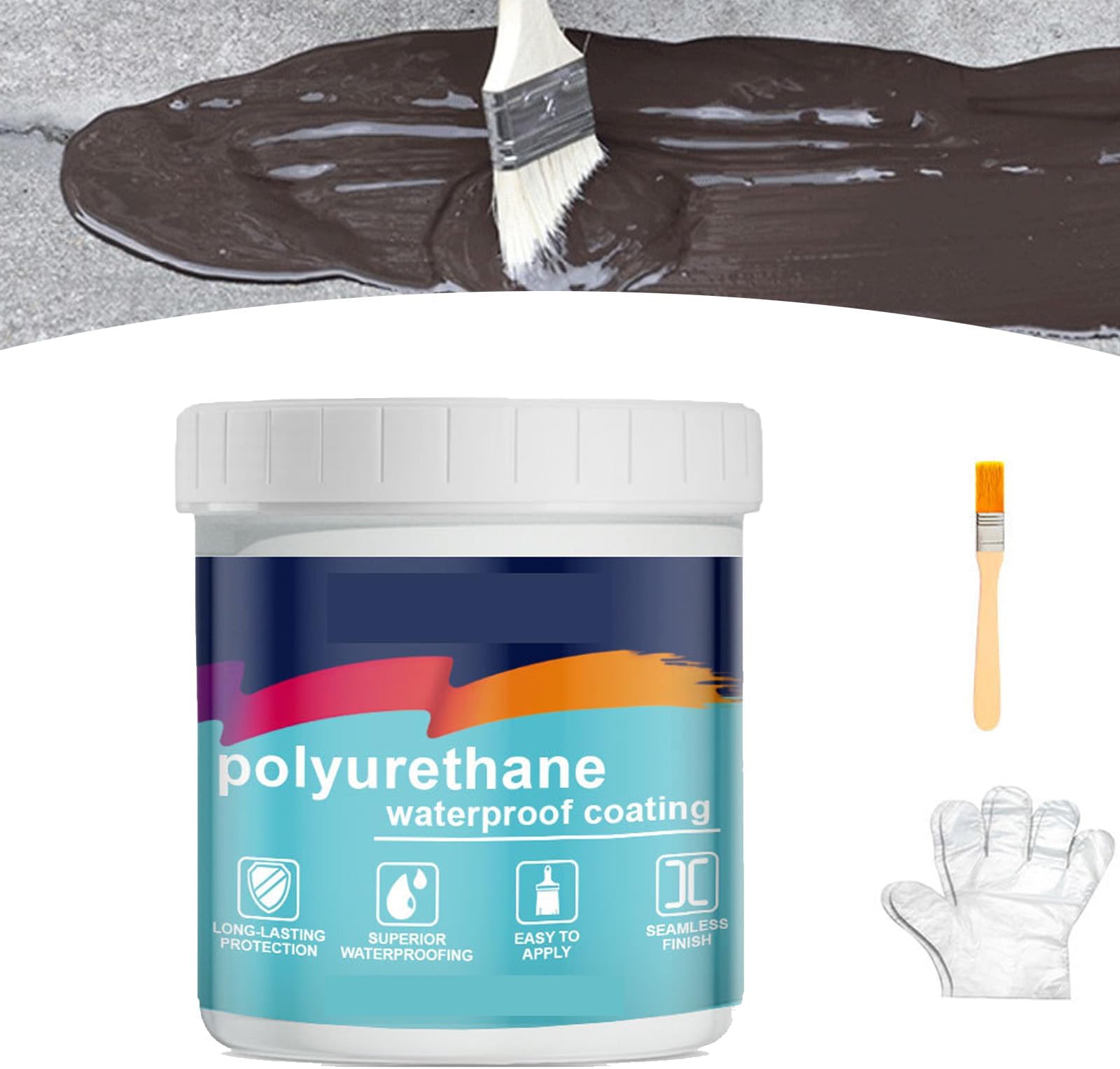 Polyurethane Waterproof Coating, Polyurethane Waterproofing and Leak Repair Eco-friendly Coating,Invisible Clear Waterproof Sealant, Tile Trapping Repair Wall Mending Agent Glue (Black,300 G)