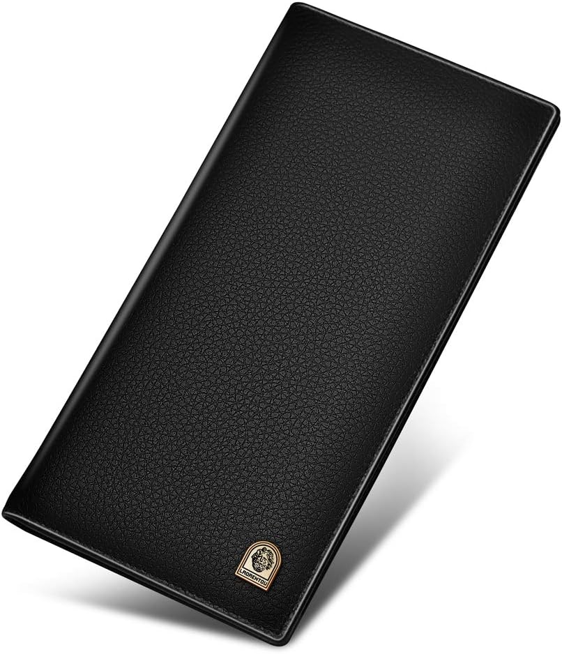 Genuine Leather Wallet for Men: Bifold with Zipper Coin Pocket, RFID Protected, Slim, Black