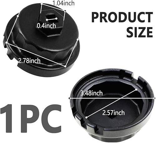 Miniatura 8 de Llave de filtro de aceite, 2.520 in, resistente, compatible con Toyota, Camry, Tundra, Lexus, Sienna, RAV4, Highlander, plata