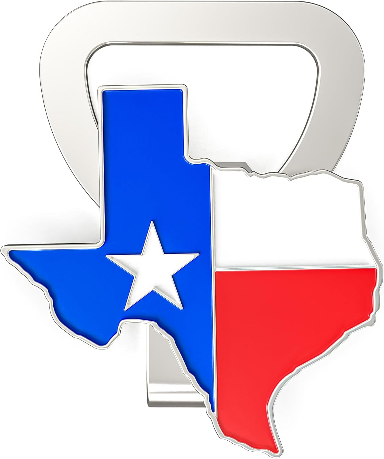 テキサスハットクリップボトルオープナー - テキサス州旗デザインのステートシェイプ。誇り高いテキサス人とサポーター向け。