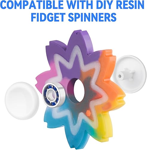 Miniatura 9 de NiArt Fidget Finger Spinner DIY Resina Epoxi Fundición Molde de Silicona Kit 5 Moldes con 10 Rodamientos, Alivio del Estrés Juguete de Mano Fidget