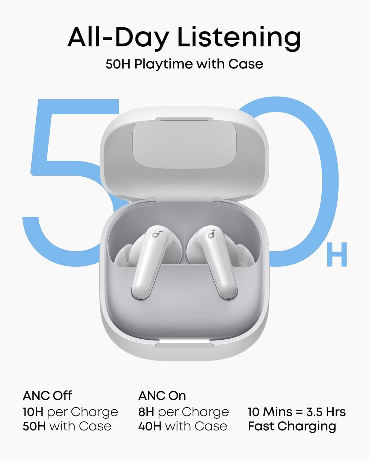 Soundcore P31i by Anker, Real-Time Adaptive Noise Cancelling, Hi-Res Sound, Translation Earbuds, 50H Playtime, Wireless Earbuds, Bluetooth Earphones, Spatial Audio, Fast Charging, IP55 - Image 5