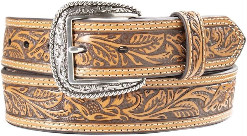 ARIAT Men's Leather Floral Embossed Belt
