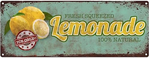 Homebody Accents Letrero metálico de limonada exprimida fresca, de 6 x 16 pulgadas, vintage, rústico, verano