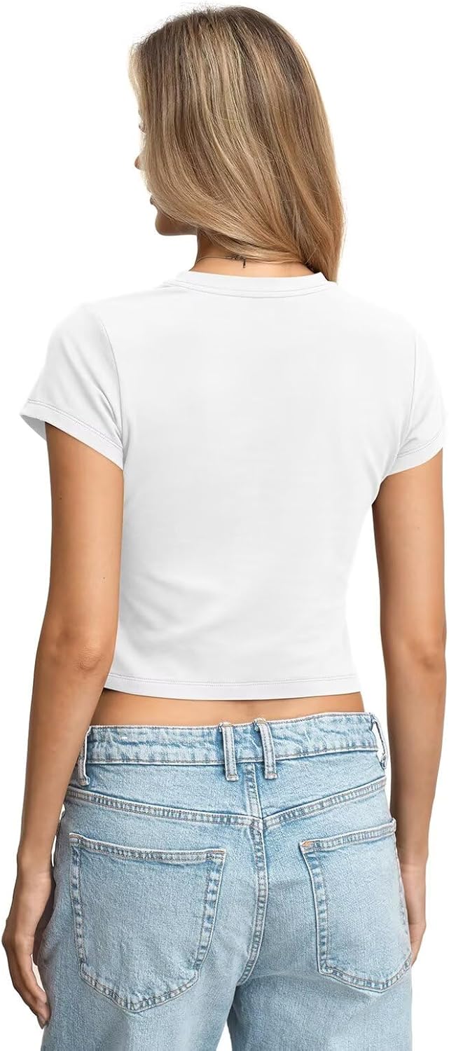 Womens Cotton T Shirts Basic Baby Tee Crop Tops Crewneck Slim Fit Short Sleeves Tee Summer Cute Clothes 2026 - Image 4