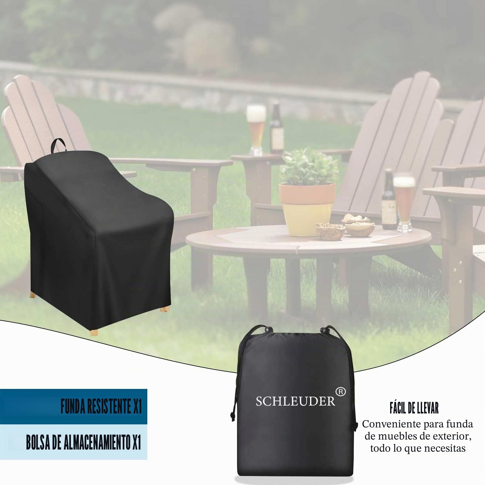 Schleuder Funda para Adirondack, Fundas para Sillas de Jardin, para Silla de Jardín Adirondack, Tela Oxford 420D, Cubierta Impermeable Resistente a Los Rayos UV, Funda Sillas Jardin Impermeable