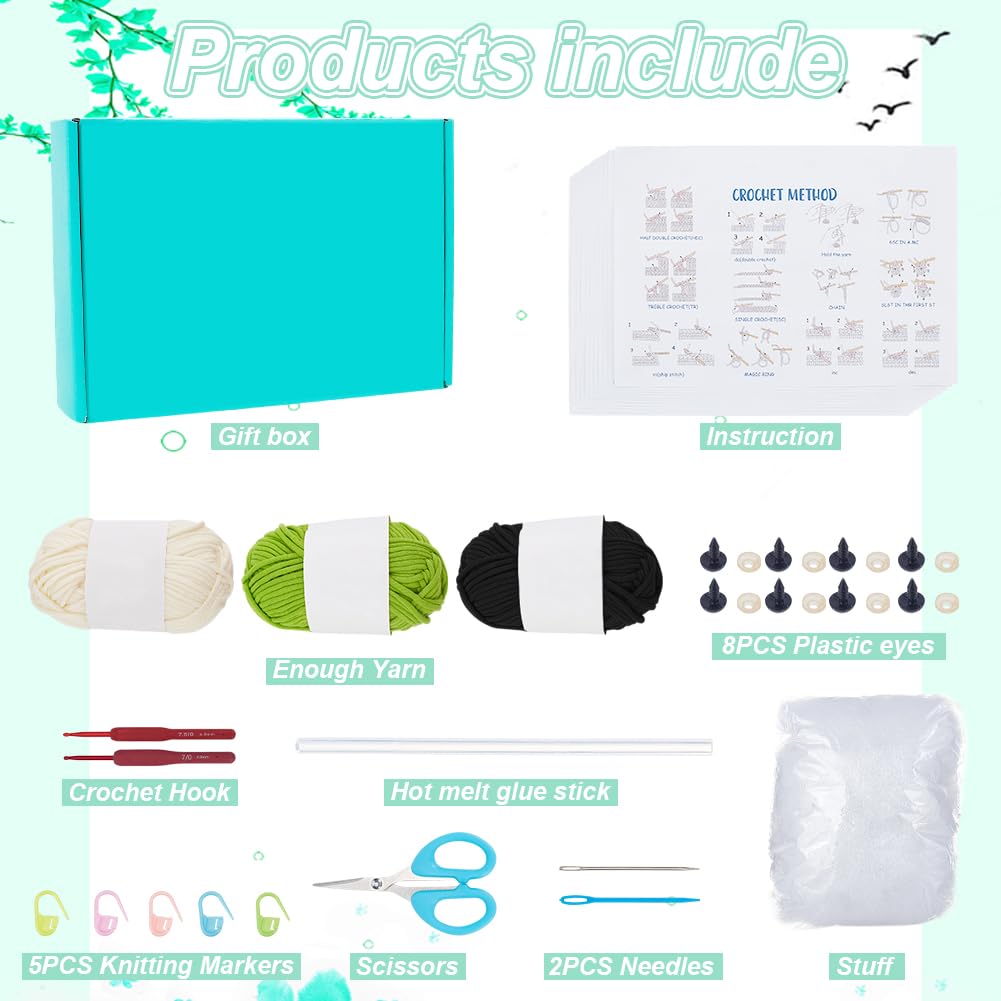 Kit Crochet Débutant - 4 Tortues Mignonnes à Réaliser - Avec Fil, Crochet, Yeux Et Instructions