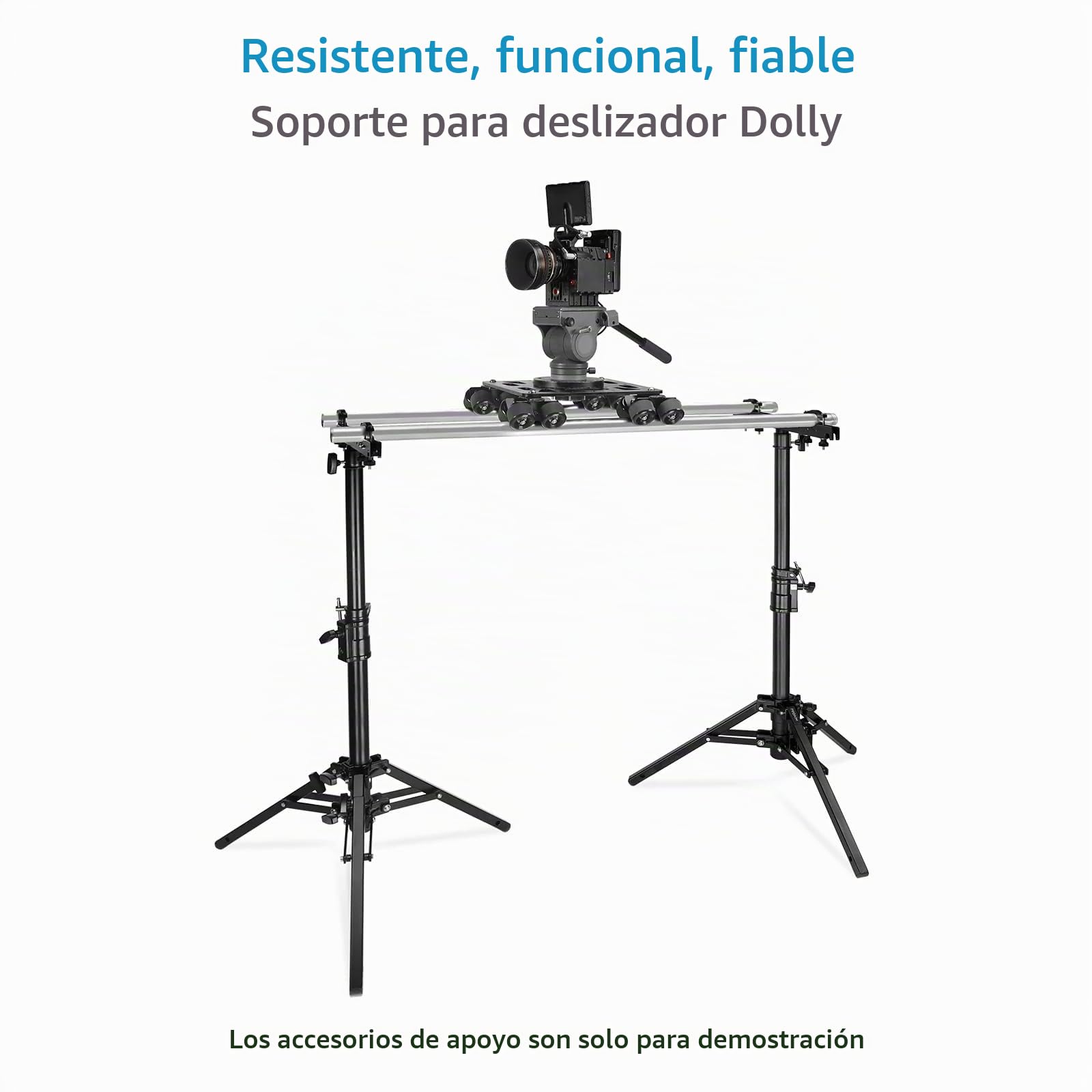 PROAIM Soporte para Slider de Cámara de 112 cm con Pin Junior | Altura ajustable de 63 a 112 cm, estructura de acero y aluminio de 2 secciones, base de 79 cm con 2 patas niveladoras.