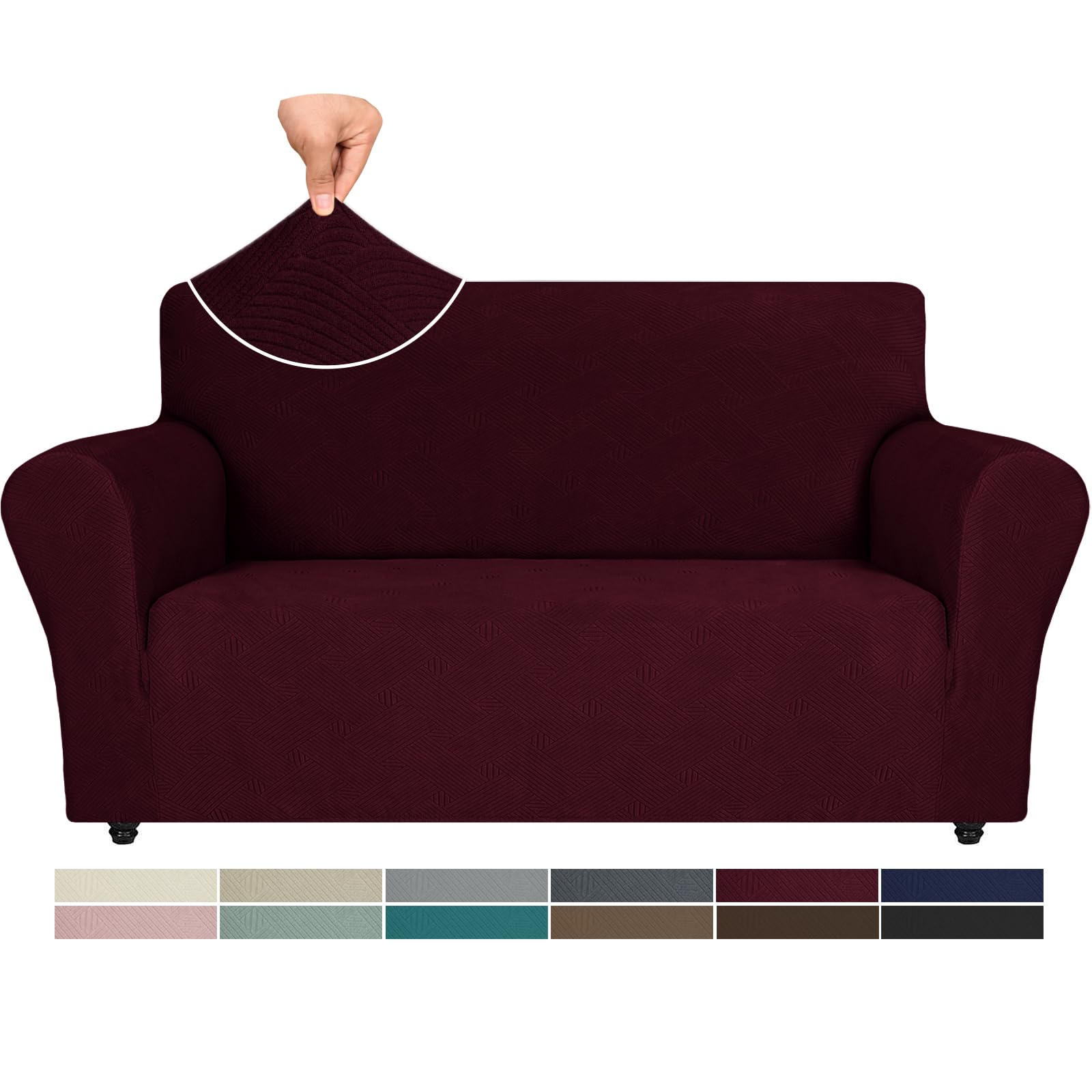 Ystyle Copri Divano 2 Posti Con Braccioli, Copridivano Antigraffio Gatto, Copridivani Elasticizzati, Pesante Inverno Copri Divani, Fodera Divano Antimacchia Lavabile Antiscivolo, Rosso
