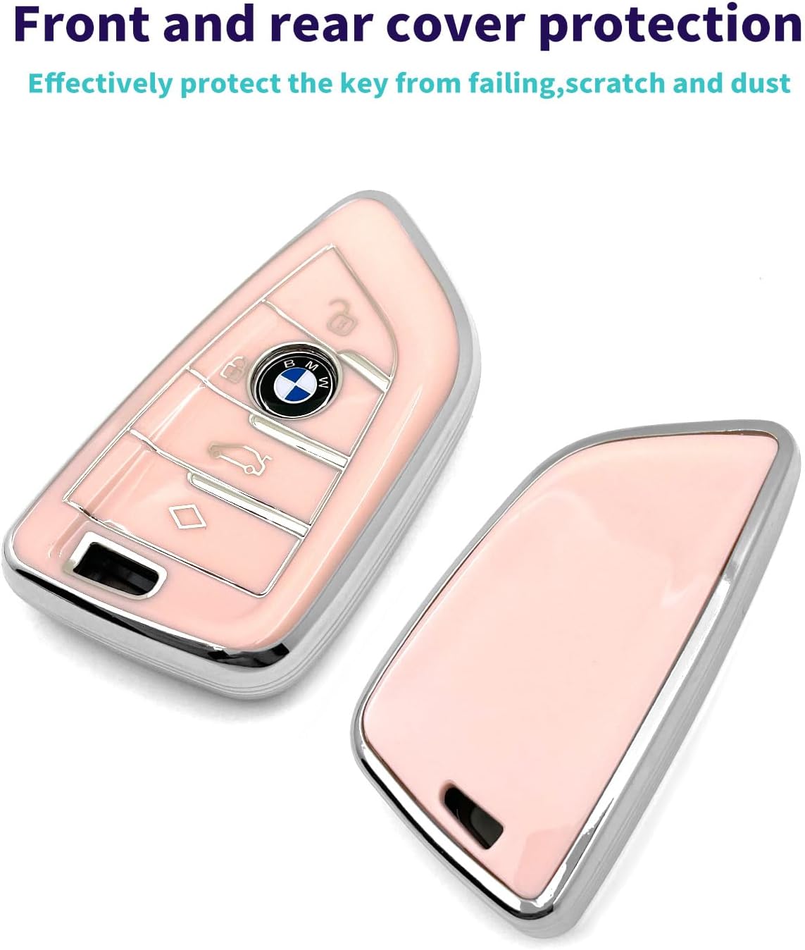 For BMW X5 Car Key cover & Key chain accessories (Pink set) image 4