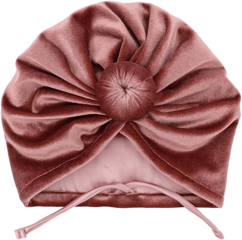 Silky Satin Lined Turban Hat for Babies Infant Toddler Girls Boys Bonnet Newborn Cotton Beanie Little Kids Shower Caps