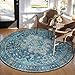 Moynesa Ultra-Thin Washable 5ft Round Rug - Teal 5x5 Circle Rugs for Living Room, Vintage Dining Room Mat Stain Resistant Nursery Carpet for Bedroom Mudroom Kitchen Apartment Home Office