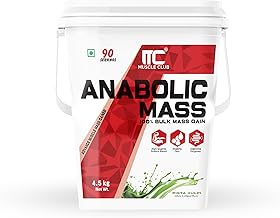 Muscle Club Anabolic Mass Gainer – 4.5kg Pista Kulfi – High-Calorie Weight Gainer with Protein, Complex Carbs, L-Glutamine, Creatine & Dietary Fibre – Supports Muscle Growth & Recovery