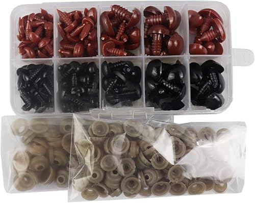 130 piezas de plástico triangular nariz oso de peluche botones de nariz con arandelas para manualidades, juguete de ganchillo y animales de peluche,