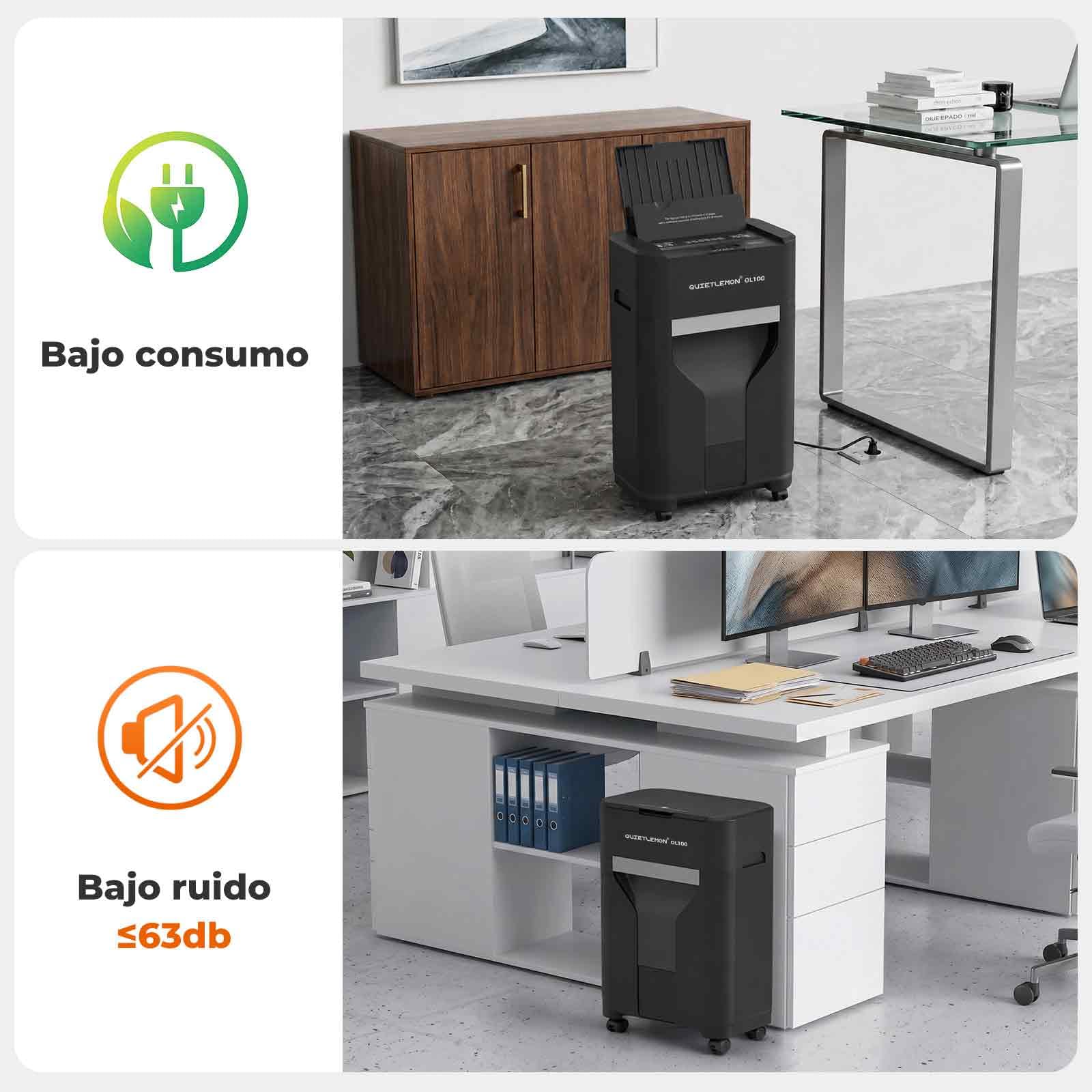 Trituradora de Papel con Alimentación Automática, 60 min Continuo, Nivel P-4, Destructora Eléctrica, Papelera 20L, para Oficina/Casa/Industrial/Hogar (100 Hojas)