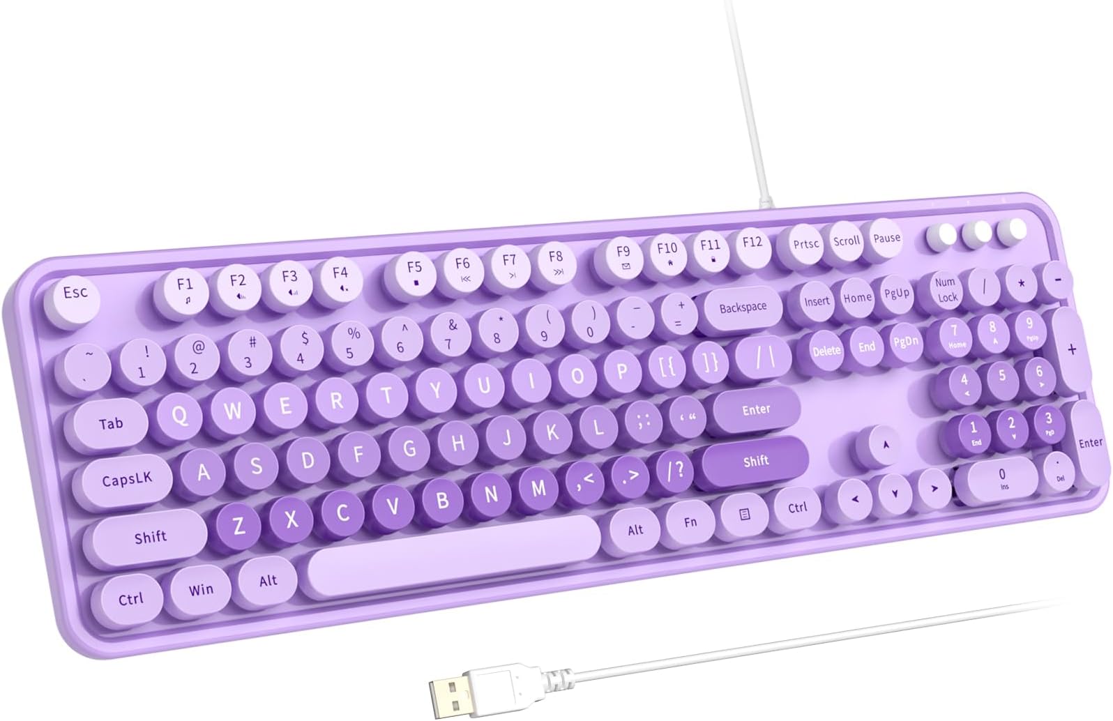 Large Print Keyboard, USB Wired Computer Keyboard, Full Size Keyboard with Number Pad for PC Laptop Desktop Windows 7 8 10 11 (Purple Colorful)