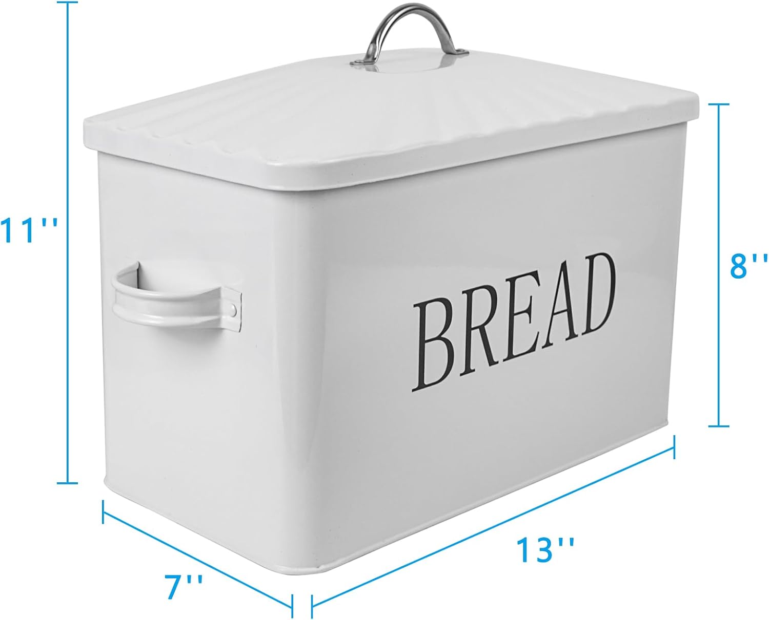 DreamsEden Large Bread Box, Metal Loaf Storage Container for Kitchen Countertop (White)