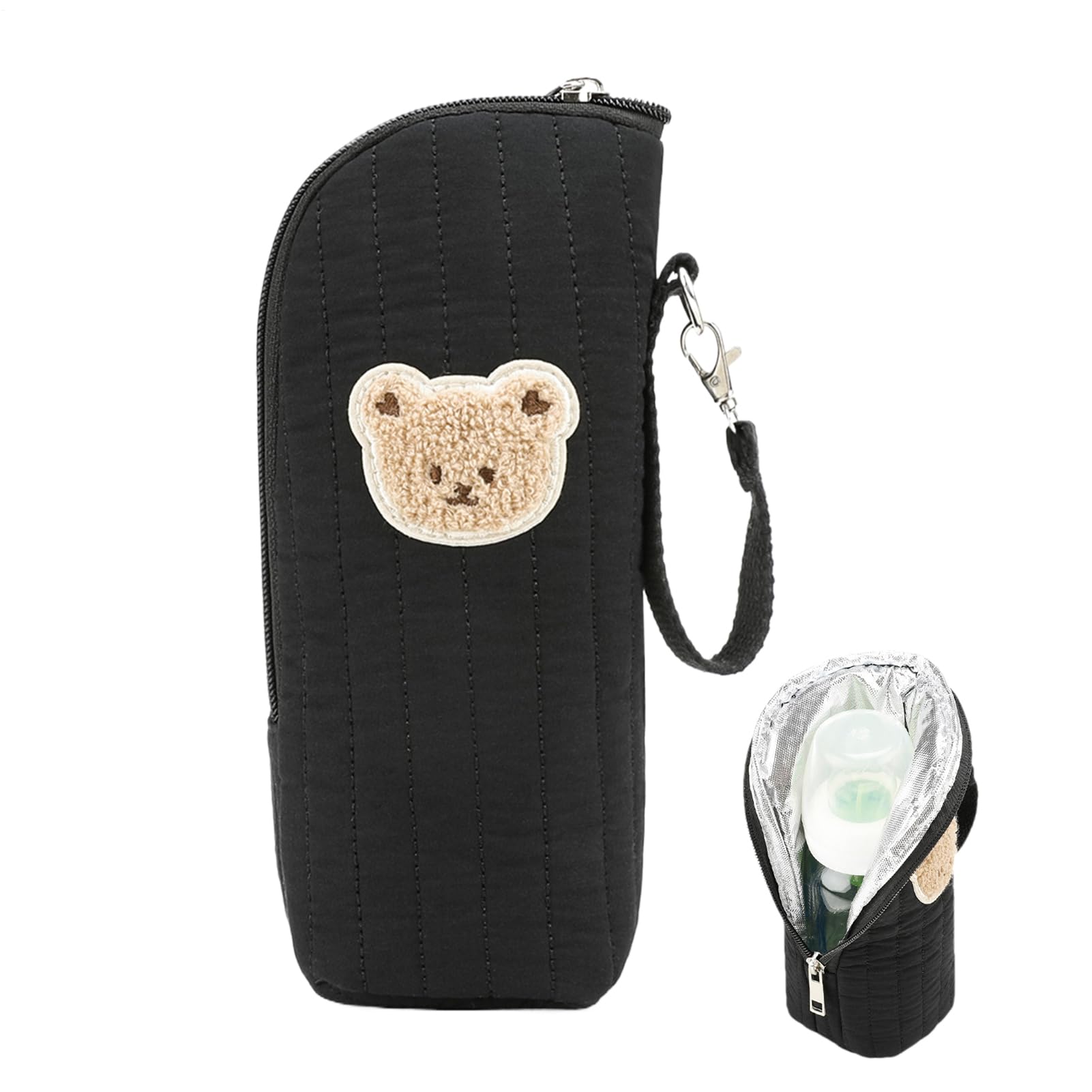 Baby Bottle Bag - Baby Bottle Cooler Bag with Bear Design - Thermal Tote for Nursing Mom Travel Storage Preservation Transport Breast Milk Food Outdoor