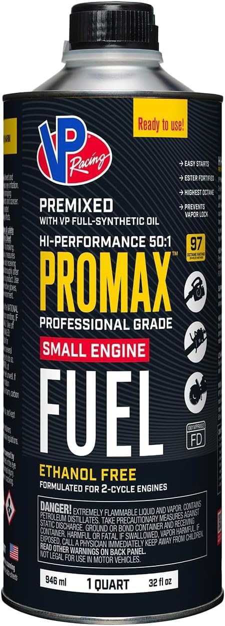 VP Pro Max Hi-Performance (50:1) Ready to Use Ethanol-Free 2 Cycle Fuel. Case of 8 Quarts
