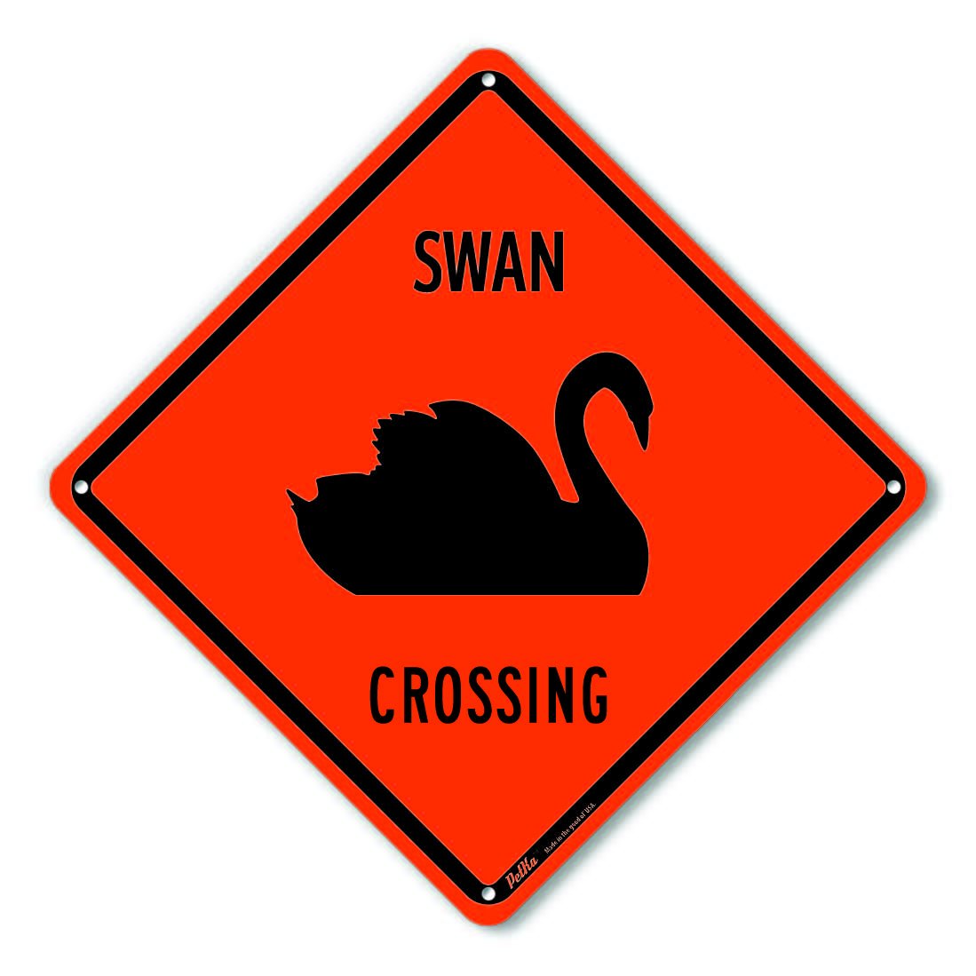 PKAC-0210-NA_"Swan Crossing" Aluminum Sign, Black Text with Orange Background 10" x 10", Black Text with Orange Background