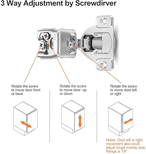 Miniatura 2 de Vallecloud Paquete de 4 bisagras de gabinete de cierre suave superpuestas de 1-12 pulgadas, bisagras ocultas de cocina para puerta de marco facial,