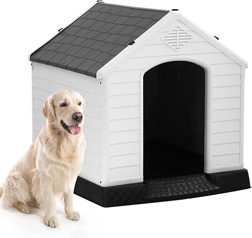 BLKMTY Casa para perros medianos, casas para perros al aire libre, refugio interior para perros, casas de plástico para mascotas, casa para perros