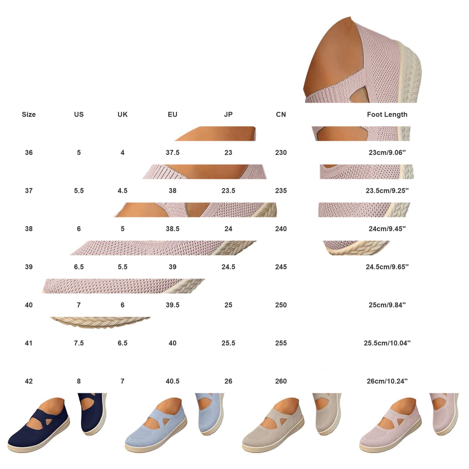 Sneaker Damen Bequem Mary Jane Ballerinas Mesh Atmungsaktive Slipper | Weich Strick Flache Schuhe Bequem Sommerschuhe, Ohne Schnüren Freizeitschuhe Leicht Walkingschuhe Für Arbeit, Reisen