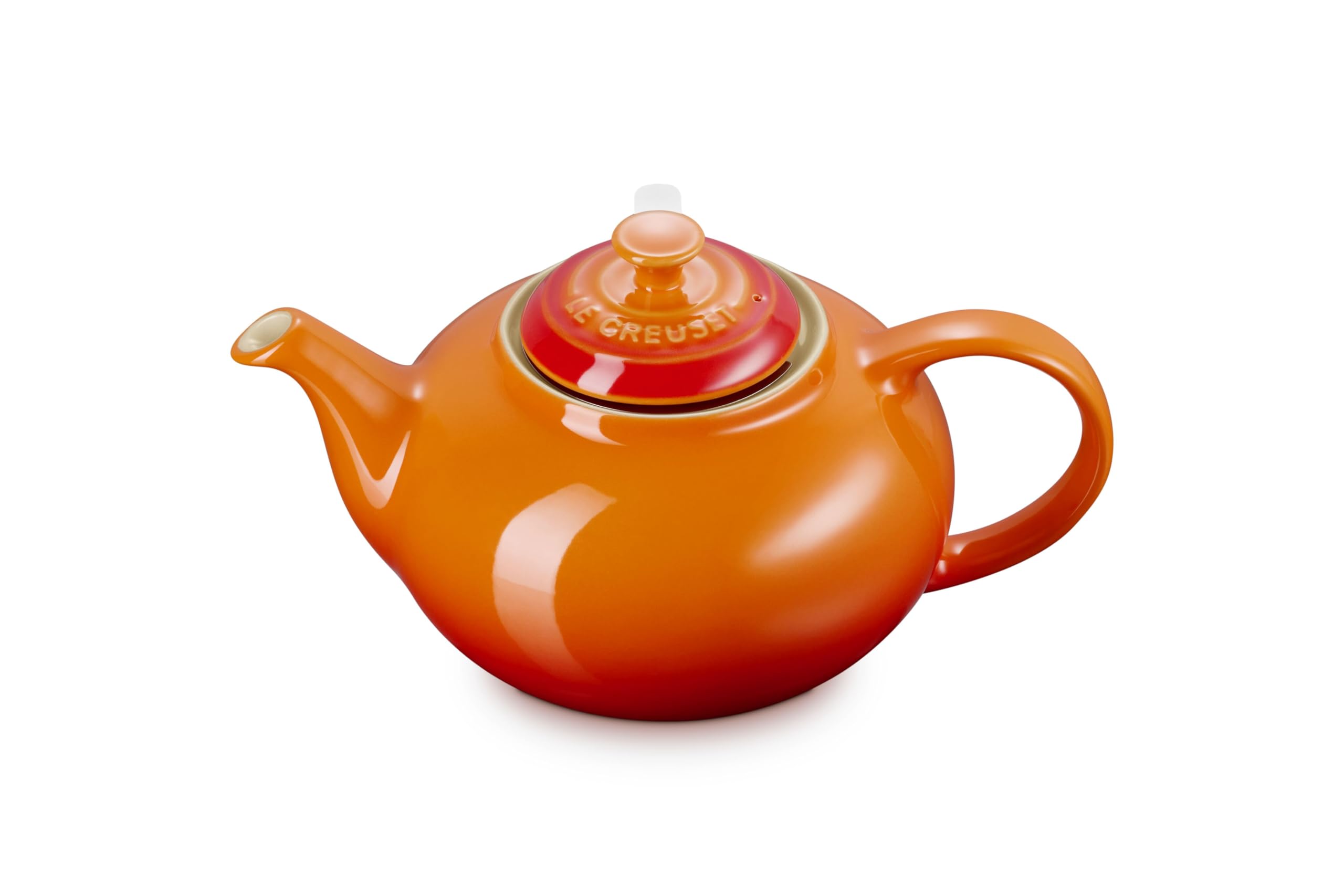 Le Creuset Steingut-Teekanne mit Edelstahl-Teesieb, 1,3 l, Volcanic