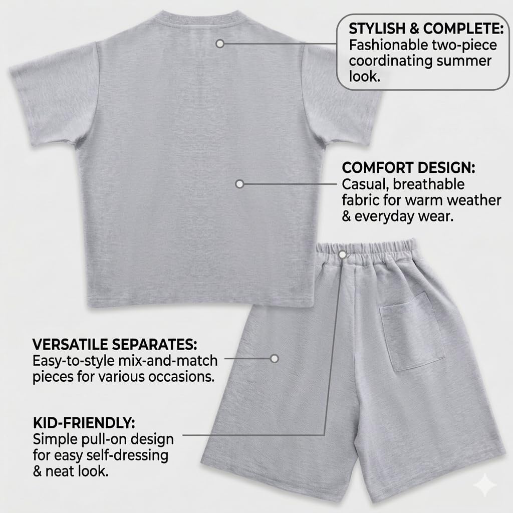 Tween Boys Summer Outfit 2-Piece - Short Sleeve T-Shirt & Shorts Set Casual Clothes for Kids Ages 7-18