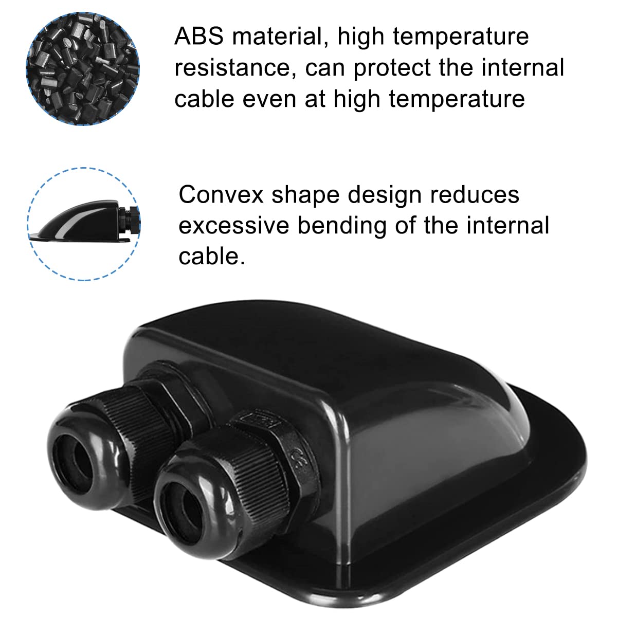 Passe-Toit Presse-Étanche Solaire IP68 ABS - Boîtier Double Entrée Câble Panneau Solaire Noir