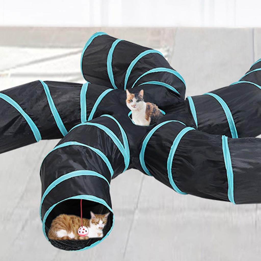 Tubo a tunnel per gatti a 5 vie + foro per tenere l'animale domestico dalla noia con la palla