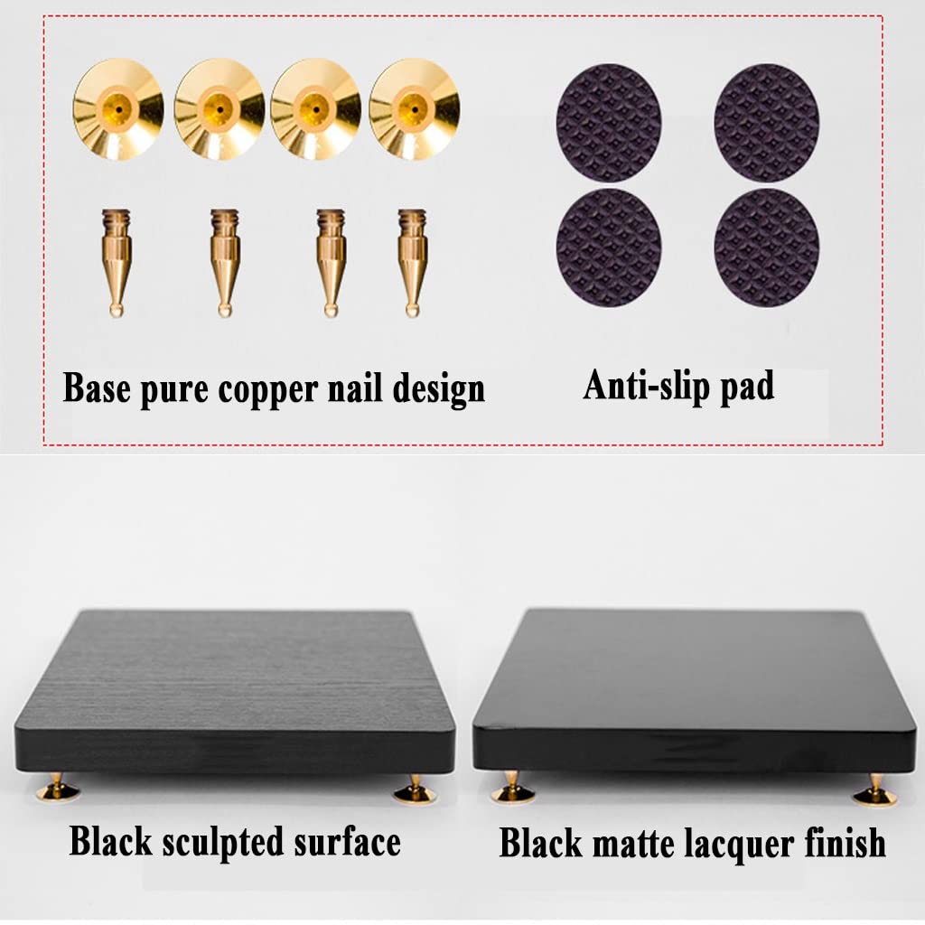 Supporti per Diffusori a Pavimento, Ammortizzatori Acustici, Pannello ad Alta Densità da 25mm, Supporti Audio Stereoscopici Quadrati (Nero, 19cm*25cm*25cm)
