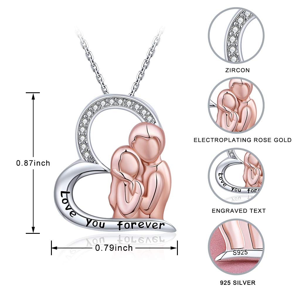 925 Sterling Silver Heart Casado Pareja Colgante Cadena Marido Abrazado Esposa Collar para Mujeres Aniversario Joyería Regalo De San Valentín
