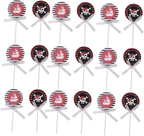 Gadpiparty 20 piezas de bandera pirata cupcakes decoraciones decoración pastel decoración muffin fiesta creativo tema pirata decoración postre picks
