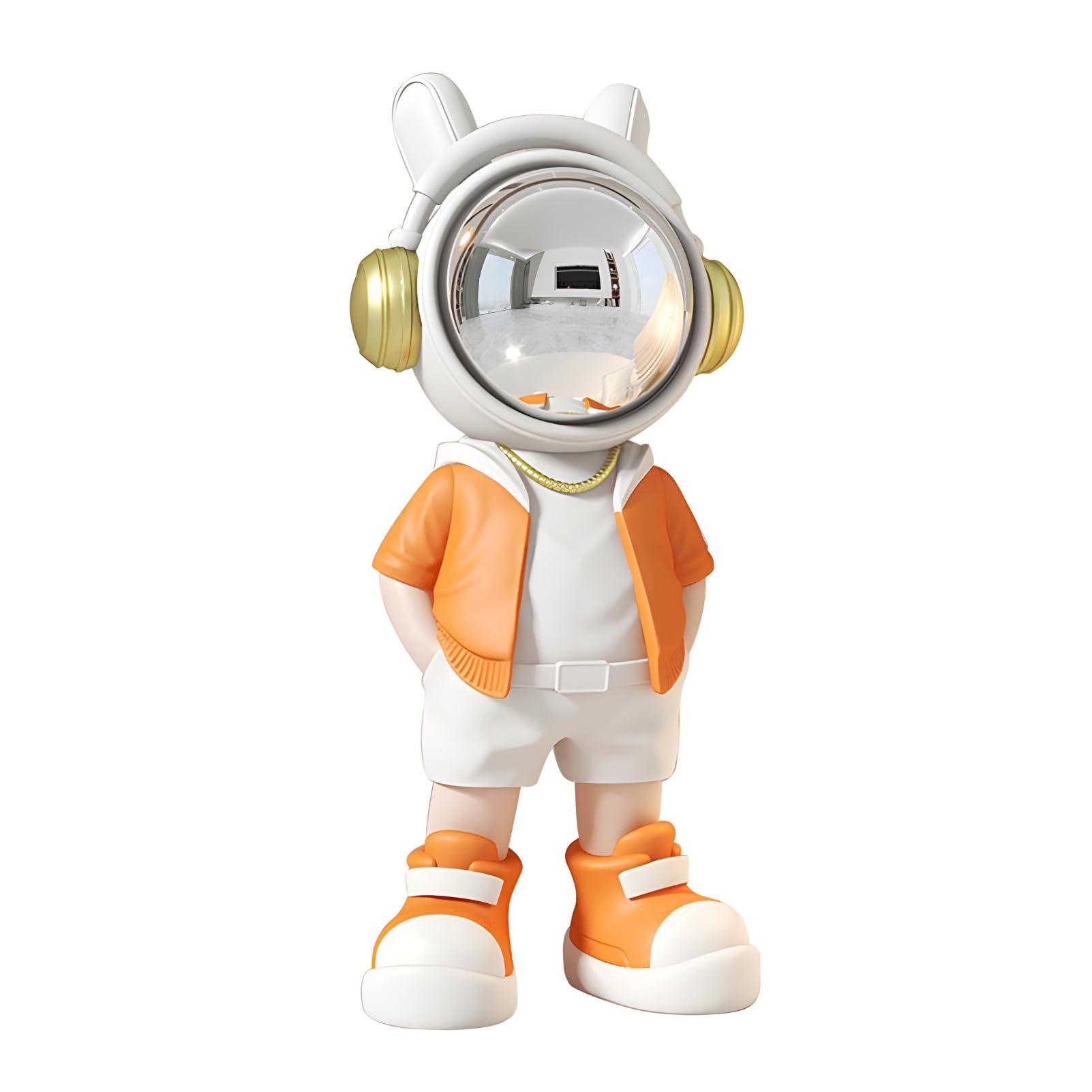 Nuacos Men's Orange ,Astronaut Statue Polyresin Sculpture Spaceman Crafts, Living Room, Office, Bookshelf, Tabletop, Bedroom Decor For