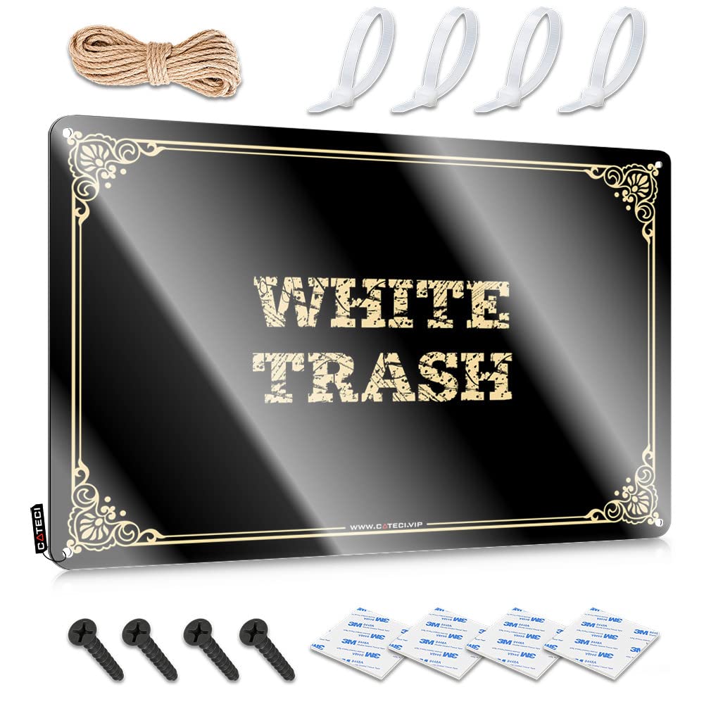 Fzfn Colour Vintage Wall Art Sarcastic Back Yard Decorations Accessories White Trash - Vintage Wall Decor For Cottage(30X40cm)