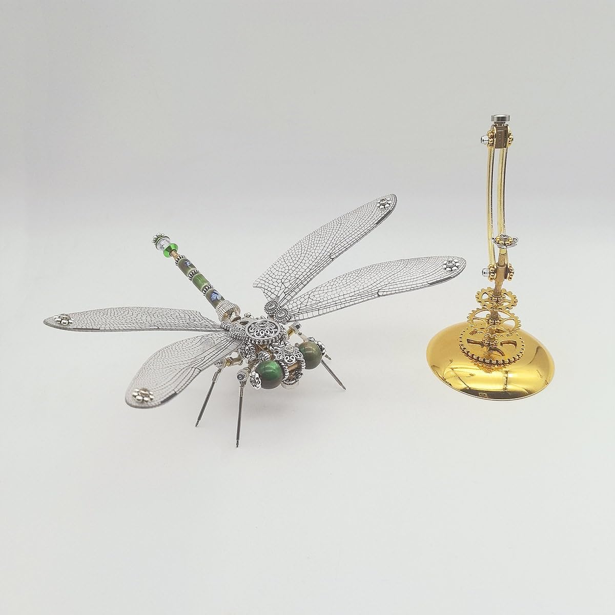 Gifts for Men,3D Metal Steampunk Insect Assembly Model Kit with Magnetic Display Base (200+PCS/Emerald Titan Dragonfly)
