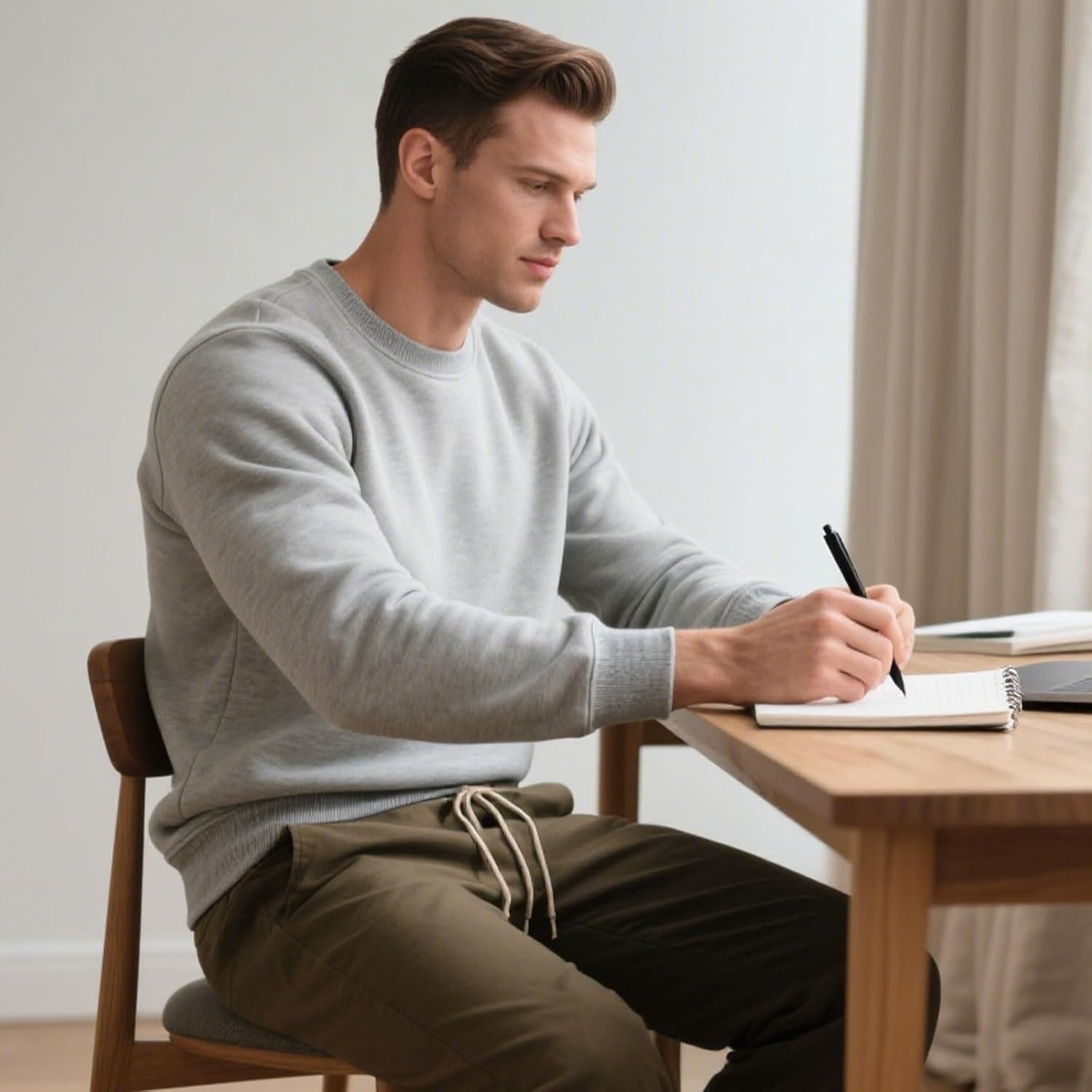 Men's Crewneck Sweatshirt Long Sleeve Fleece Sweatshirts Breathable Crew Neck Pullover Sweatshirts - Image 2