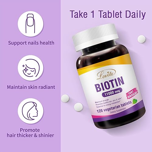 Miniatura 3 de Biotina 11000mcg, más potente que la biotina 10000mcg, vitaminas de biotina rápidamente disolubles para el cabello, piel y uñas y crecimiento del