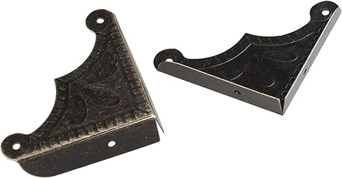 Miniatura 8 de Caja de 20 piezas de latón antiguo triángulo ratán tallado madera borde guardia muebles esquina bronce