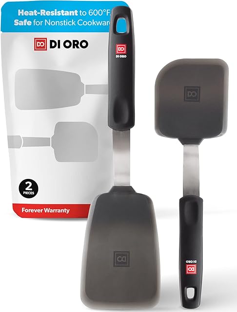 DI ORO® Designer Series Everyday Flexible Silicone Turner Spatulas - 315°C Heat-Resistant Rubber Kitchen Spatulas - Versatile Silicone Spatulas - BPA Free, FDA Approved, and LFGB Certified