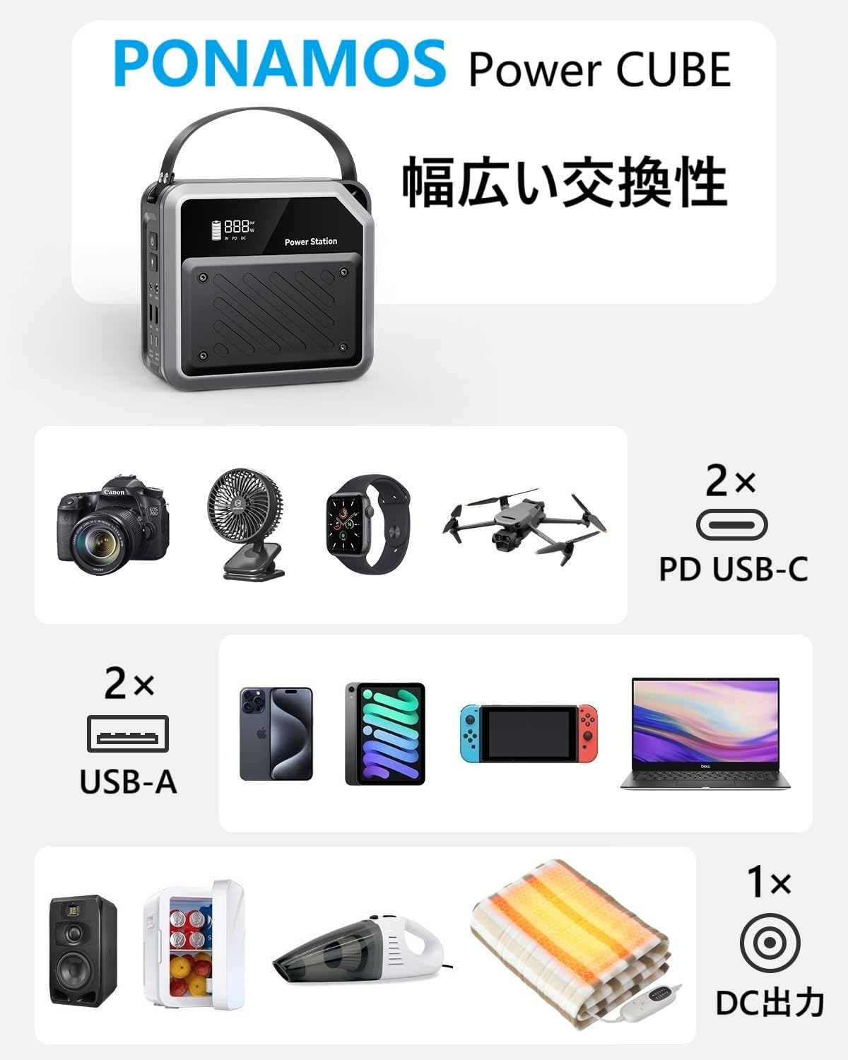 Amazon.co.jp: ポータブル電源 小型 ポタ電 急速充電 大容量 60000mAh 