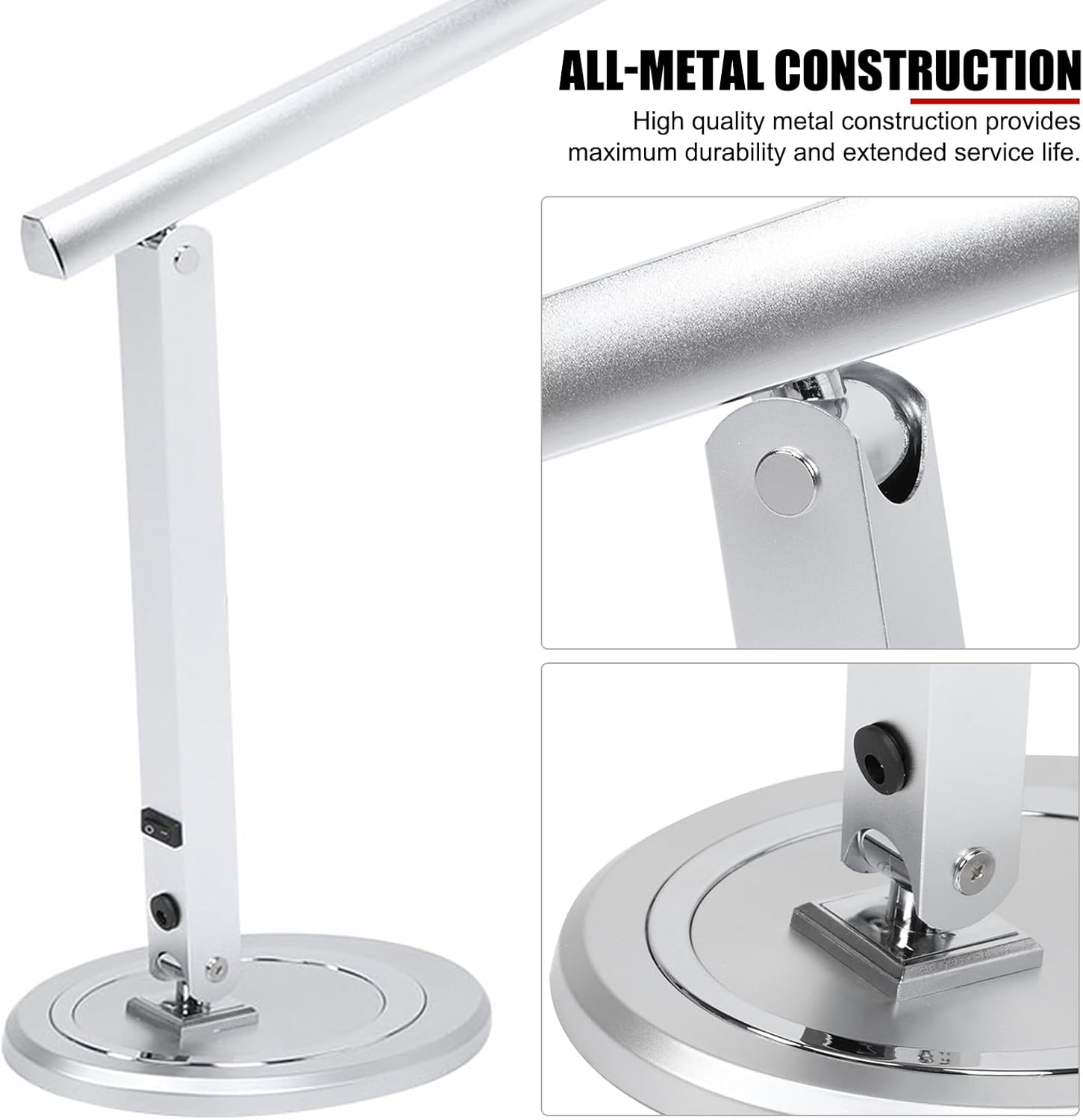 EVTSCAN 10W USB Foldable LED Desk Lamp, with 46 LEDs, 180 Degrees Adjustable Arm, Aluminium Alloy Body, Modern Eye Care LED Table Light for Home Office, for Reading, Studying, Working