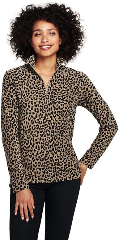 leopard print half zip fleece