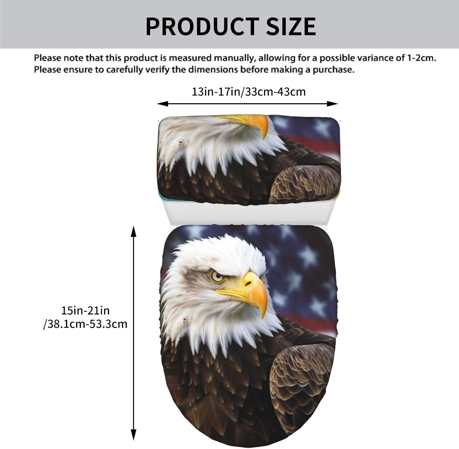 American Bald Eagle Toilet Tank Cover And Toilet Lid Cover Set Stretch Bathroom Toilet Lid Seat Cover