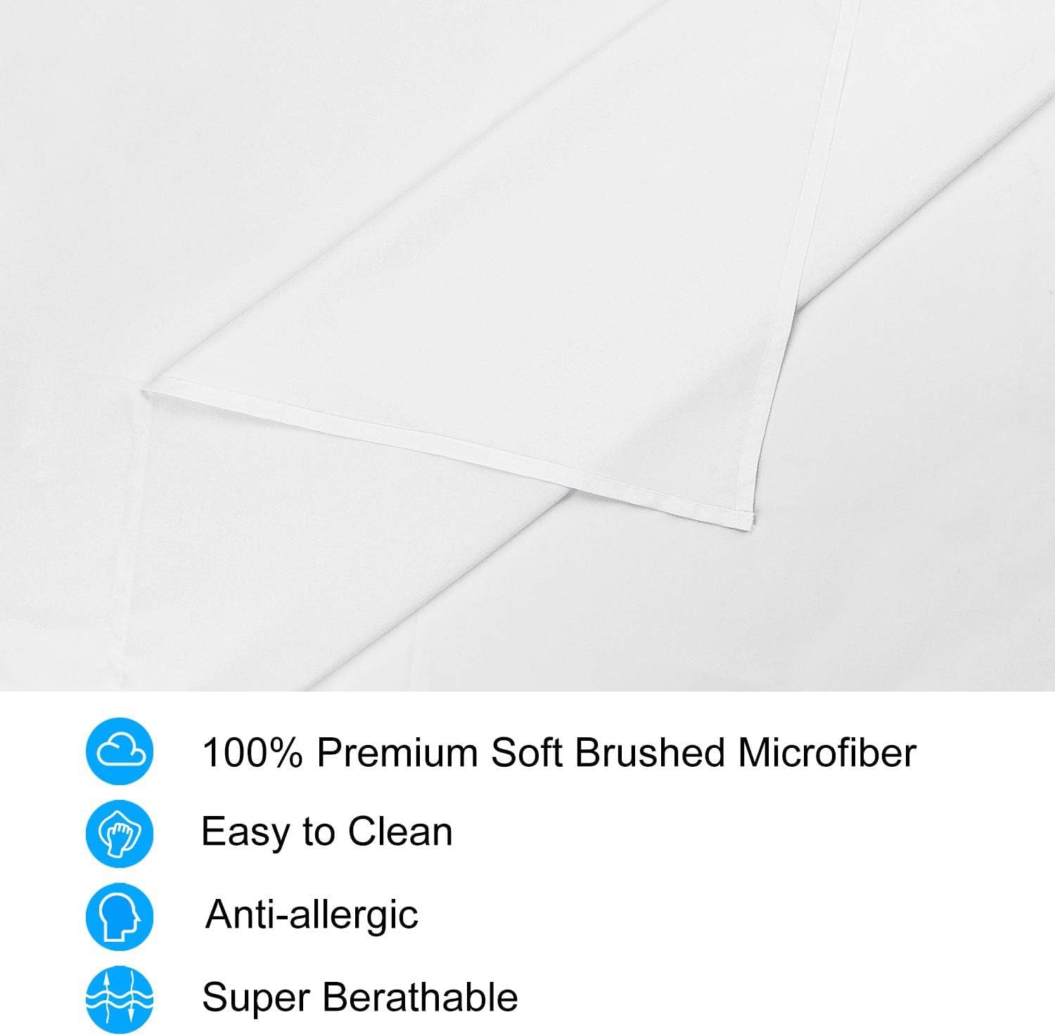 LiveComfort White Twin Flat Sheets 2 Pack, Ultra Soft and Comfortable Microfiber Twin Top Sheets 2 Pack