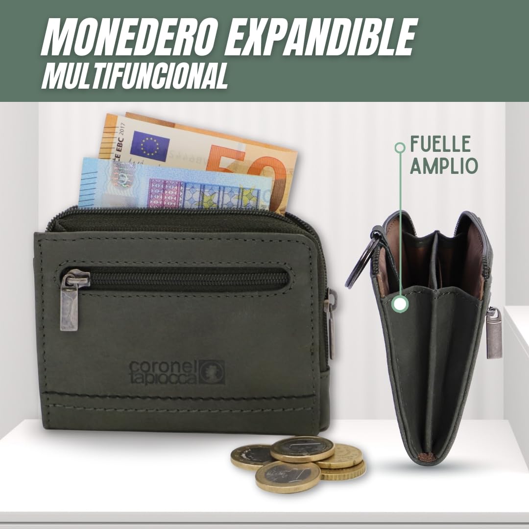 Coronel Tapioca - Carteras para Hombre de Piel - Cartera Hombre con Monedero - Monedero Hombre Casual - Cartera Tarjetero Hombre Gran Capacidad